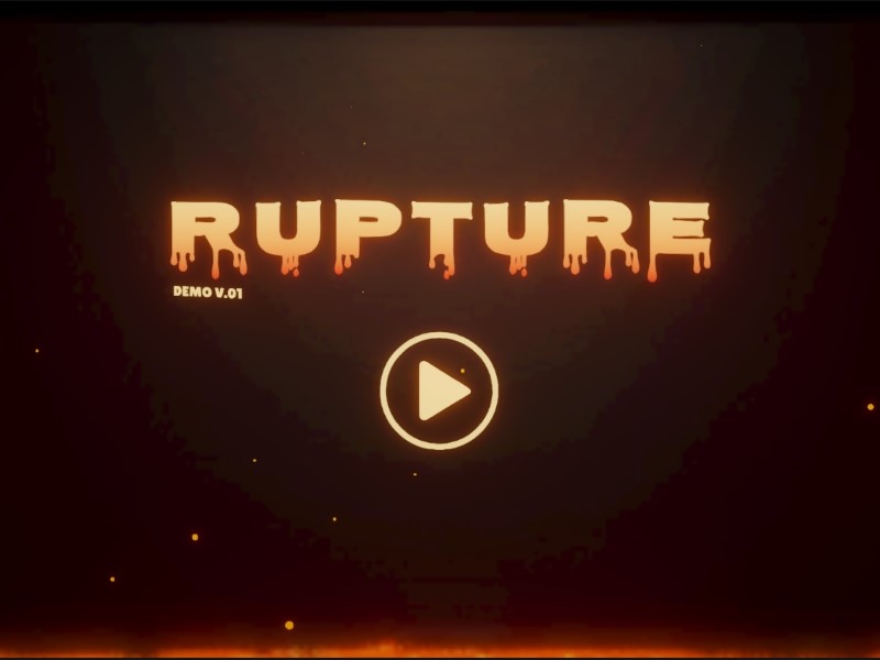 Promotional graphic for Rupture, featuring explosive action-packed gameplay in a casual mobile game